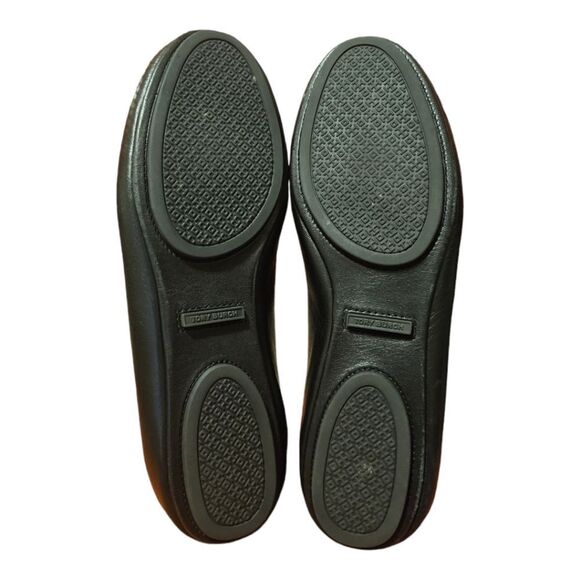 TORY BURCH Minnie Travel Ballet Flats Black Leather - Size 9 1/2 - Picture 5 of 10